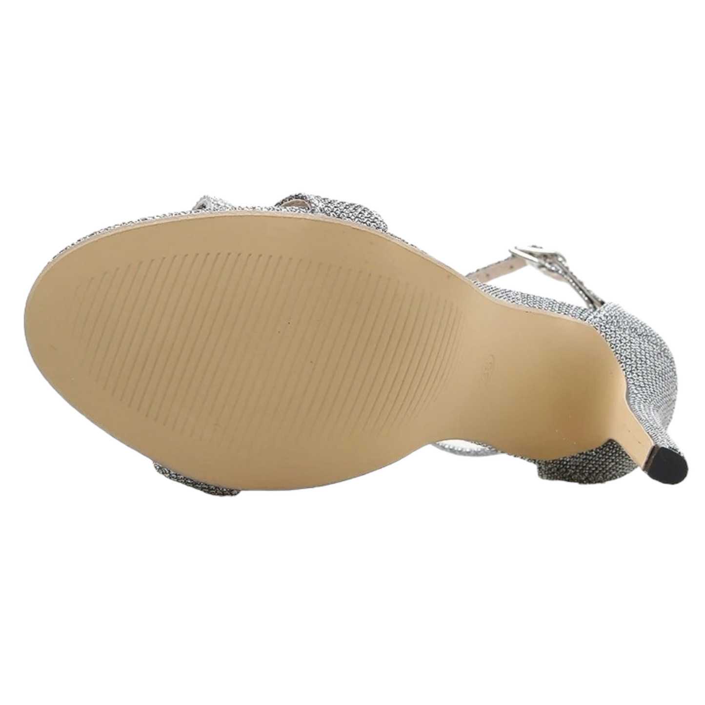 Silver Glitter Heels with Rhinestone Bow