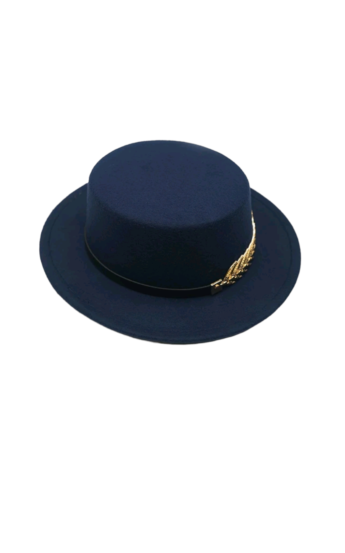 Round Hat with gold leaf band