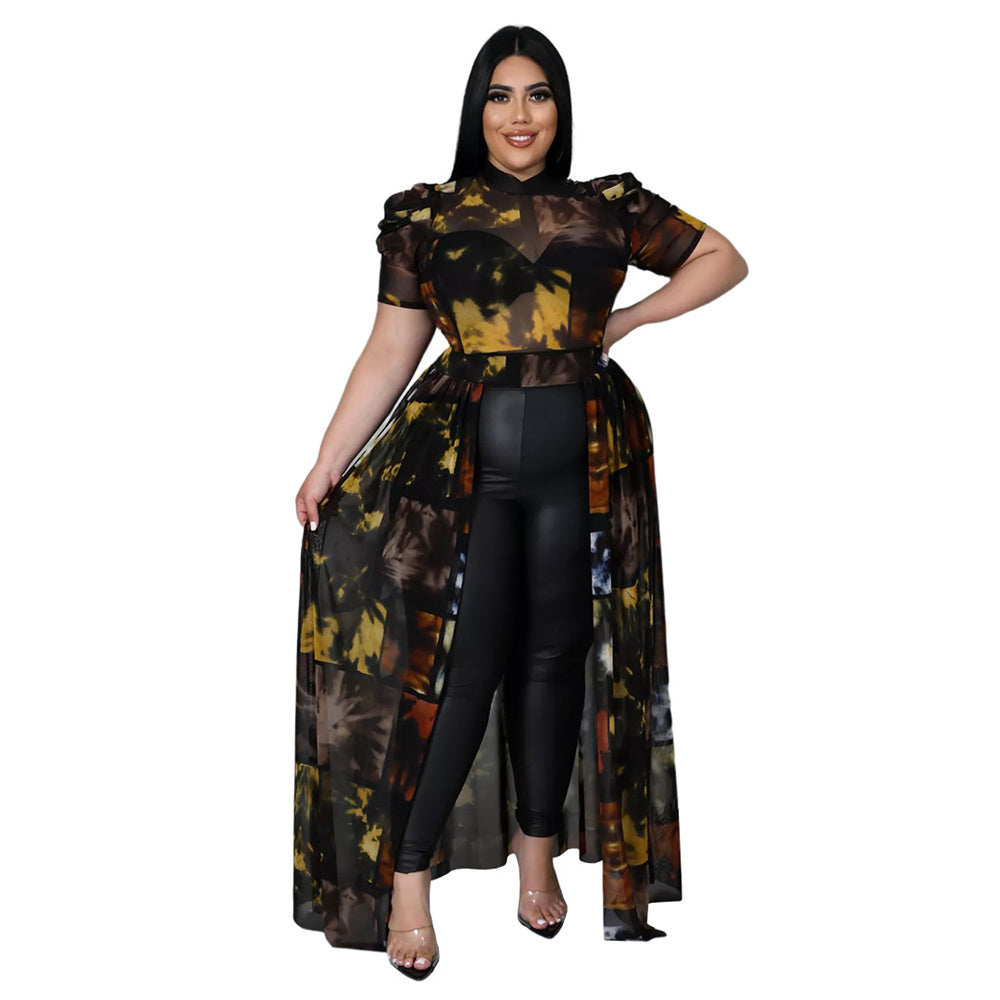 Elegant Chiffon Dress Top Mesh Blouse