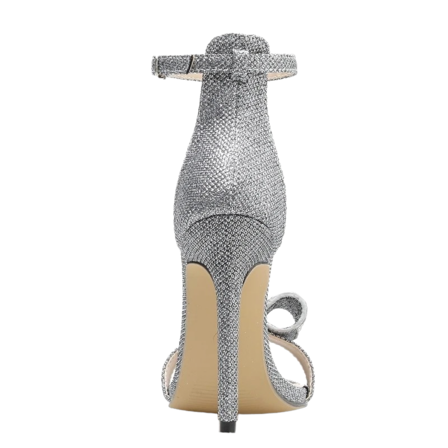 Silver Glitter Heels with Rhinestone Bow