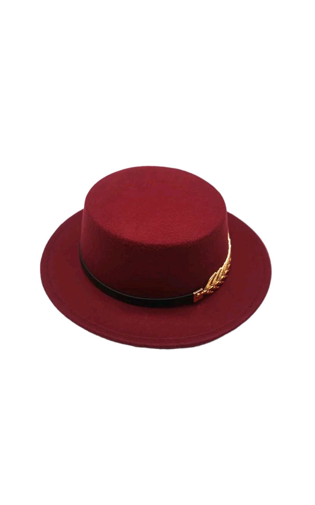 Round Hat with gold leaf band