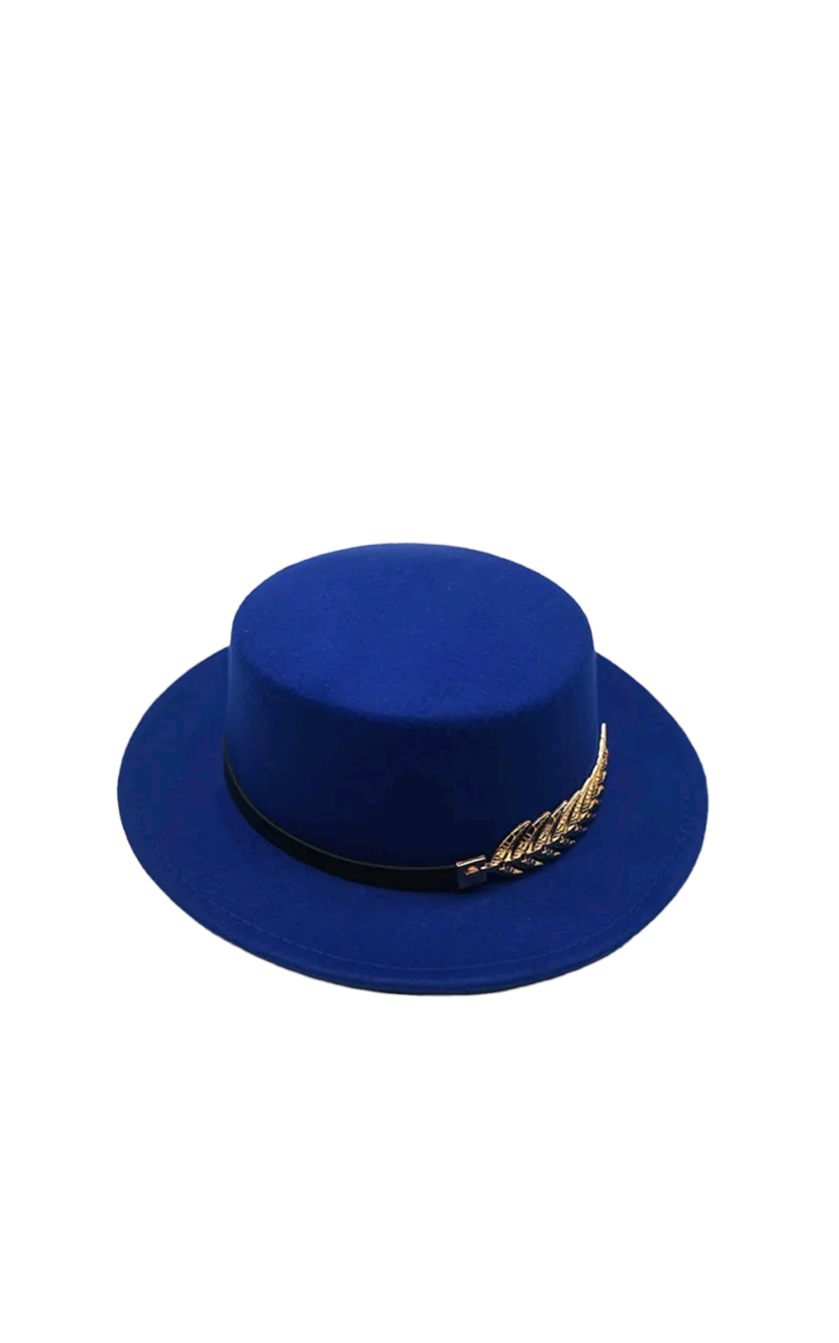 Round Hat with gold leaf band