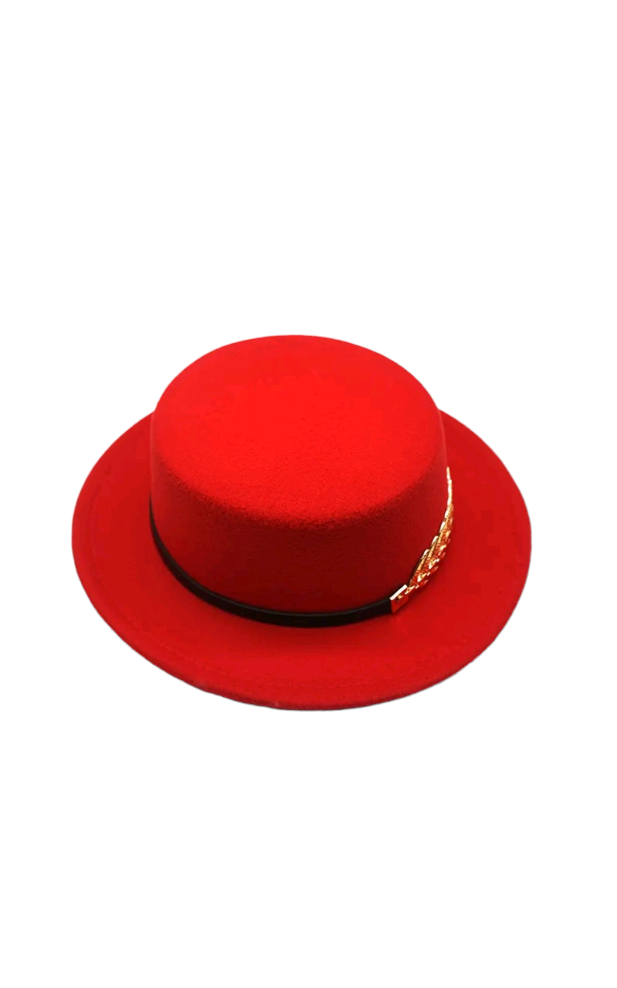 Round Hat with gold leaf band