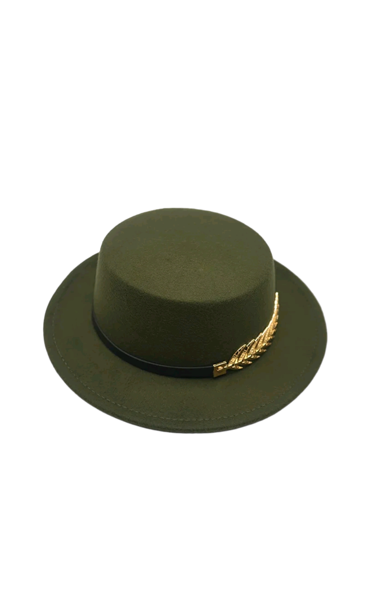 Round Hat with gold leaf band