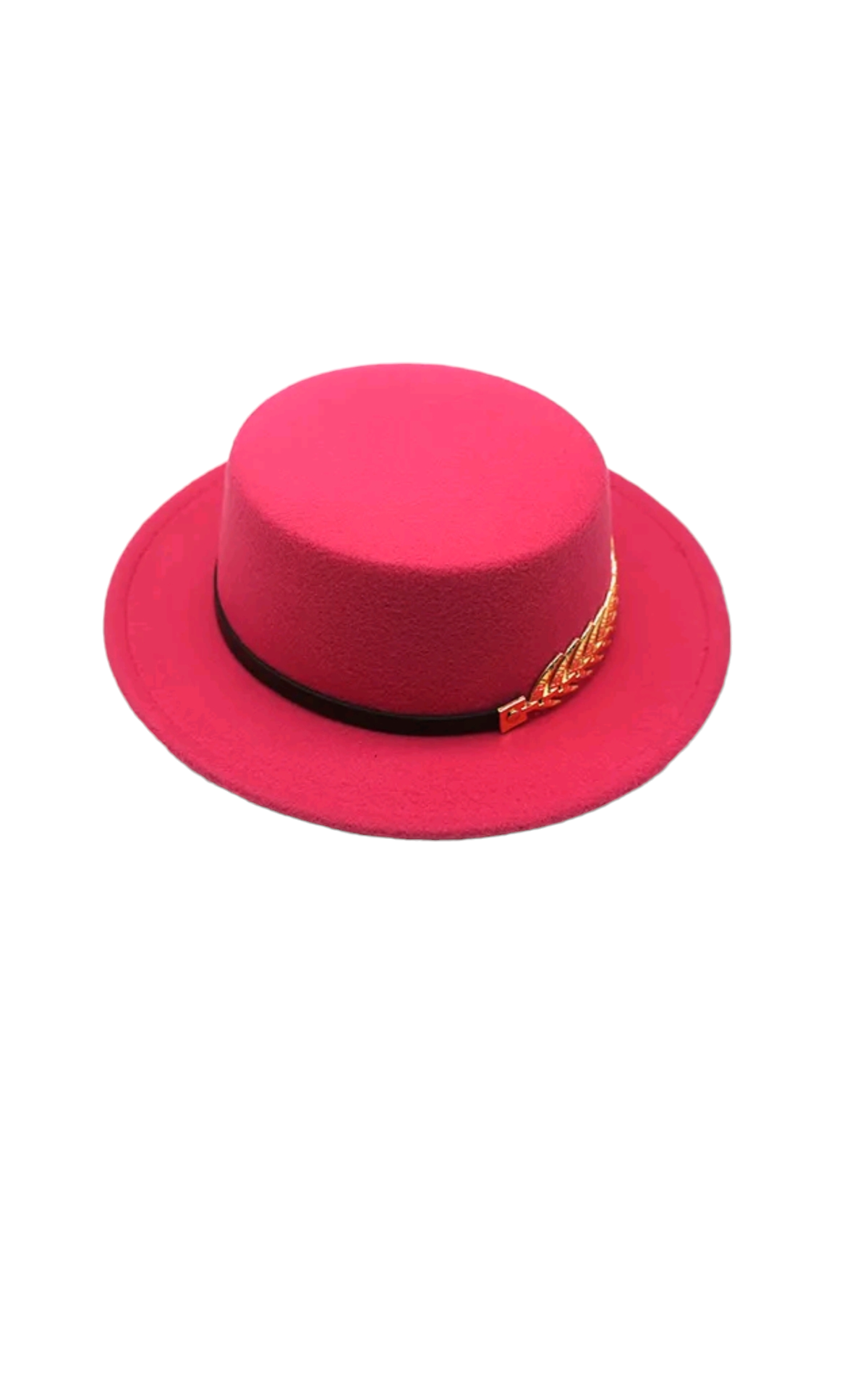 Round Hat with gold leaf band