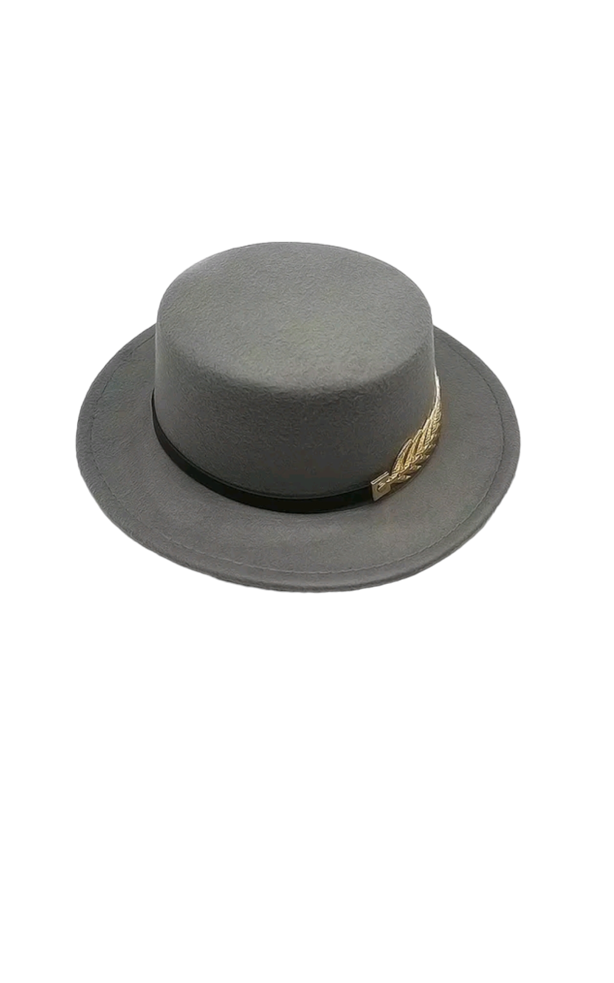 Round Hat with gold leaf band