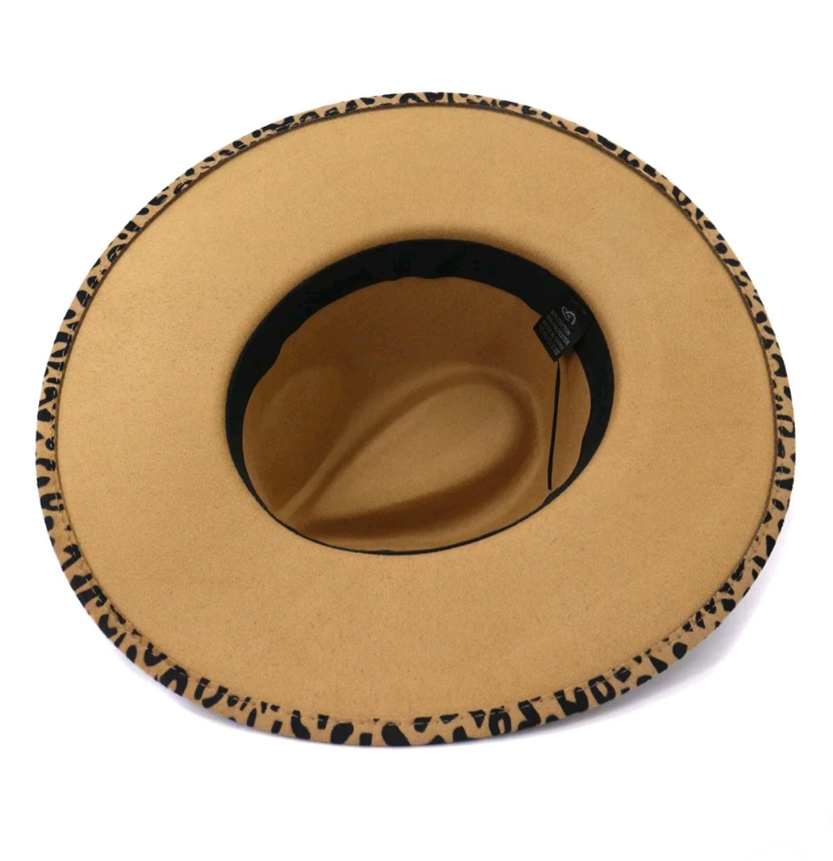 Light brown Leopard Fedora with Belt Strap