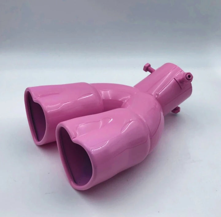 Dual heart shaped exhaust muffler curved