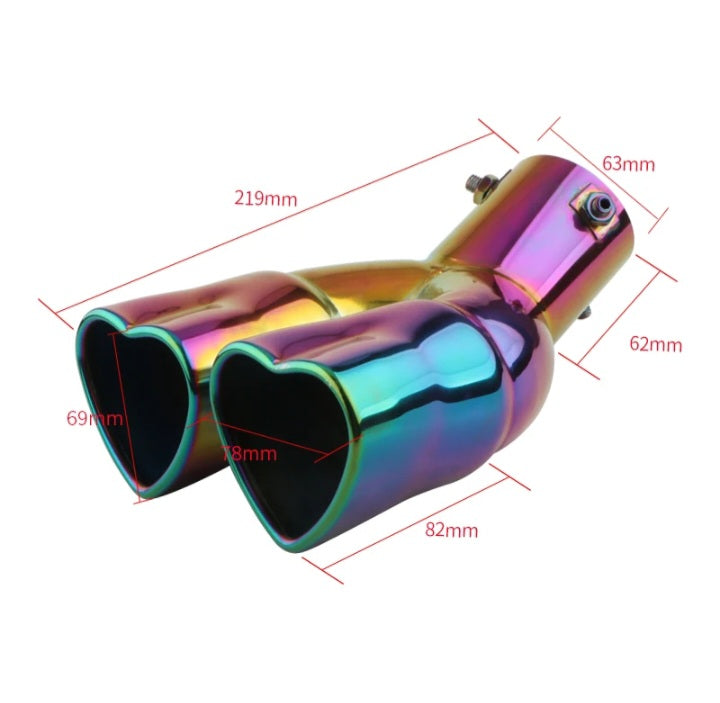 Dual heart shaped exhaust muffler curved