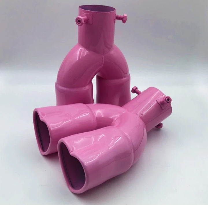Dual heart shaped exhaust muffler curved